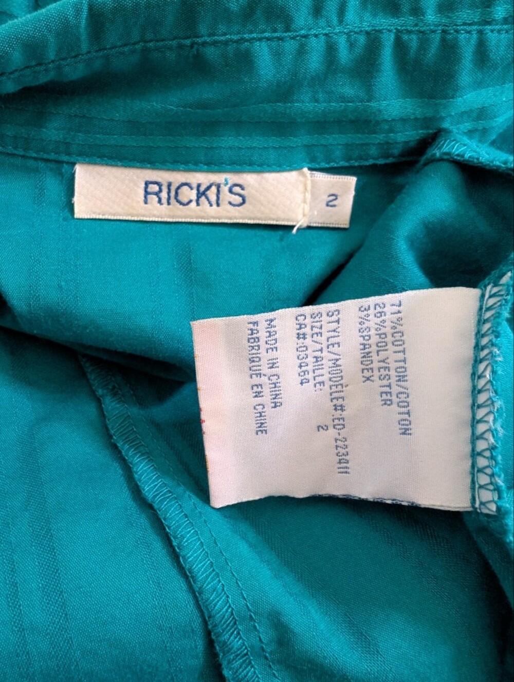 Ricki's Teal Ruffle-Front Button Blouse - Picture 10 of 10